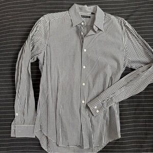 Theory Men's small Black and White Checkered Shirt